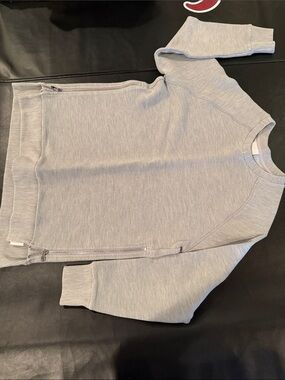 VARLEY Light Gray Fine Rib Crewneck Sweatshirt with Silver Side Zipper. (Small)